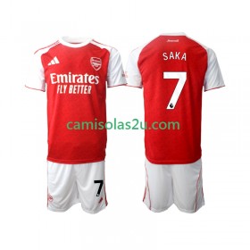Camisolas de futebol Arsenal Bukayo Saka 7 Criança Equipamento Principal 2025/26 Manga Curta